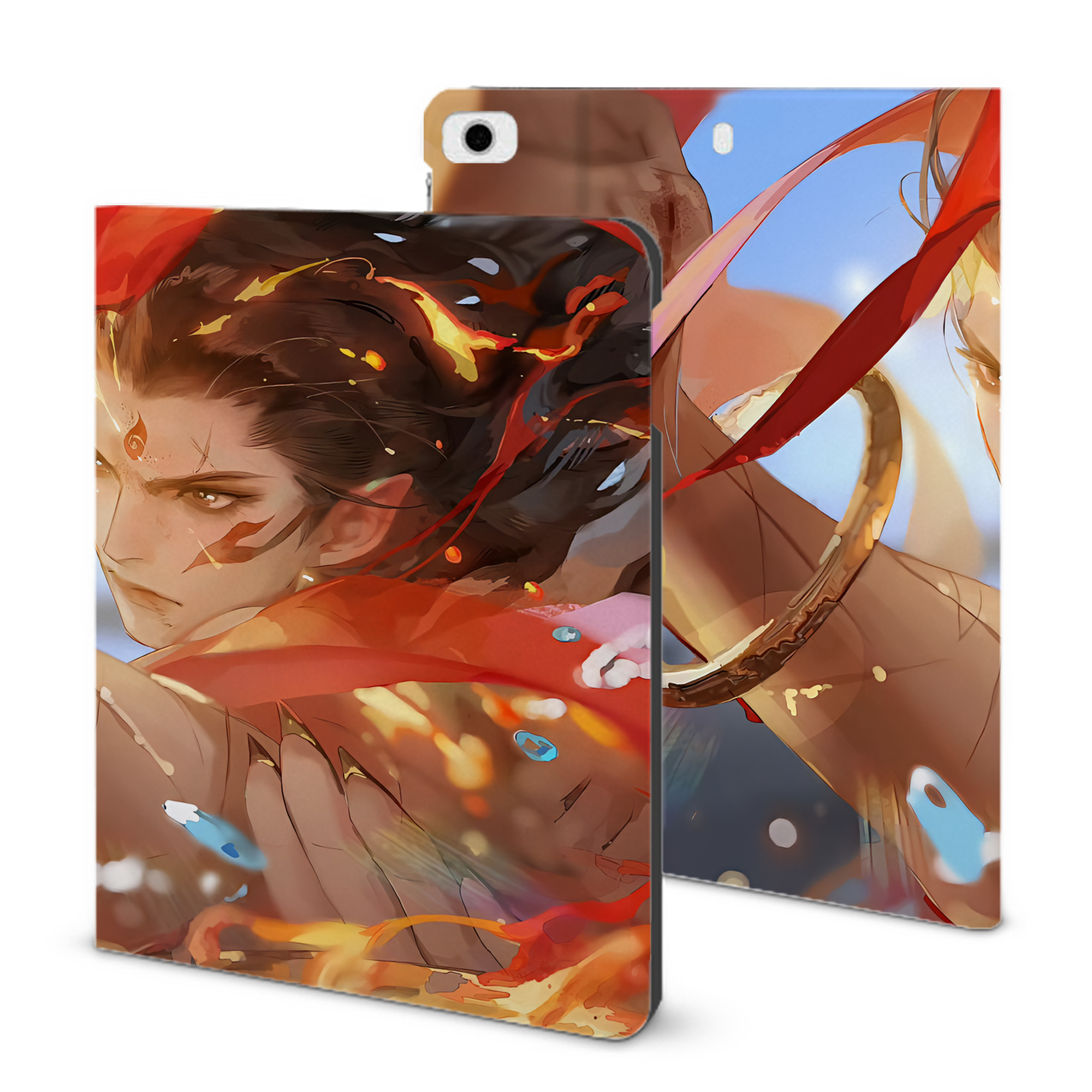 （画像用） Ne Zha 2 ナタ 魔童の大暴れ IPad ケース ブック型 PUレザー TPU 耐衝撃 軽量 薄型 ペン収納なし 全面保護 IPad 各モデル対応